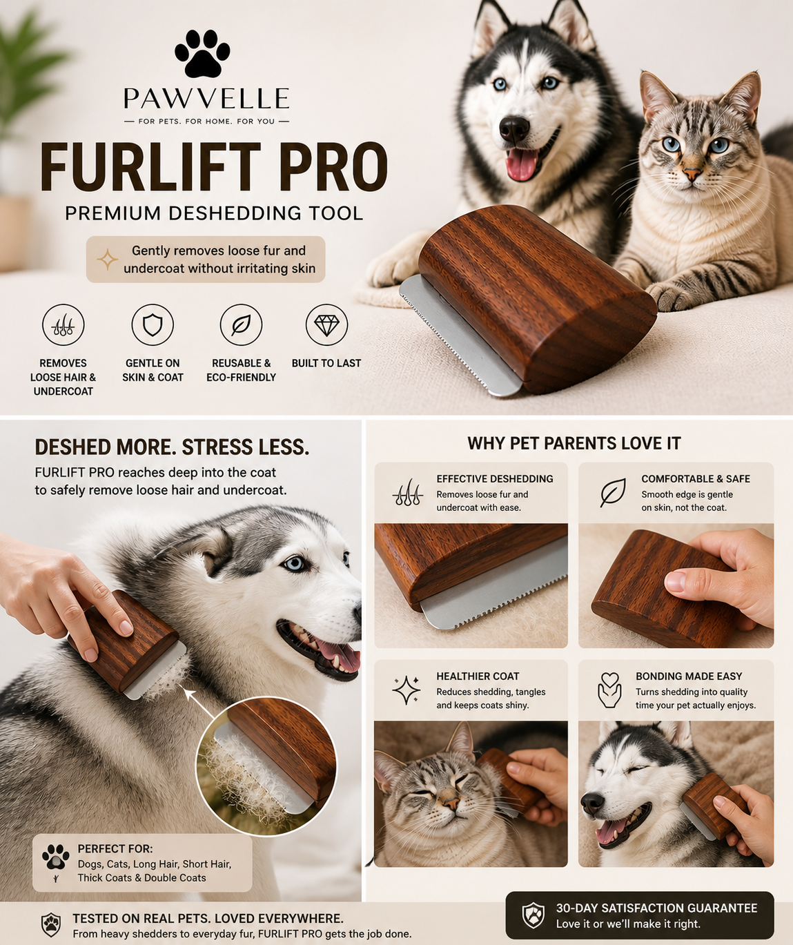 Pawvelle™ FurLift Pro Deshedding Tool