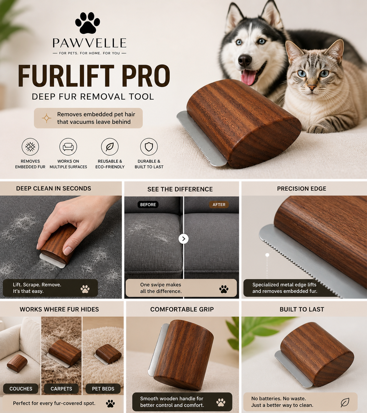 Pawvelle™ FurLift Pro Deshedding Tool